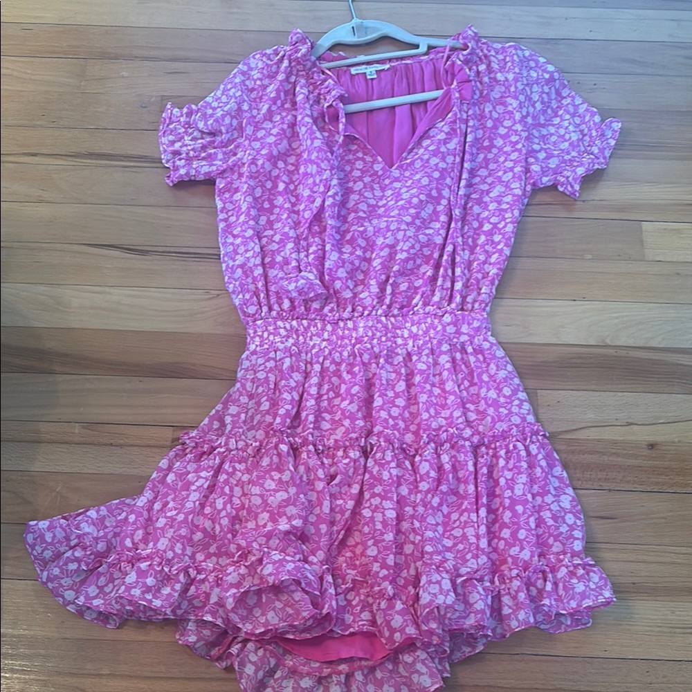 Pink Ruffled Ruched Mini Sundress
